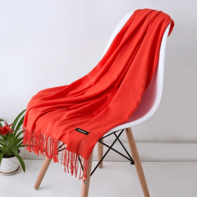 Unisex filt-scarf med fransar, enfärgad och mjuk