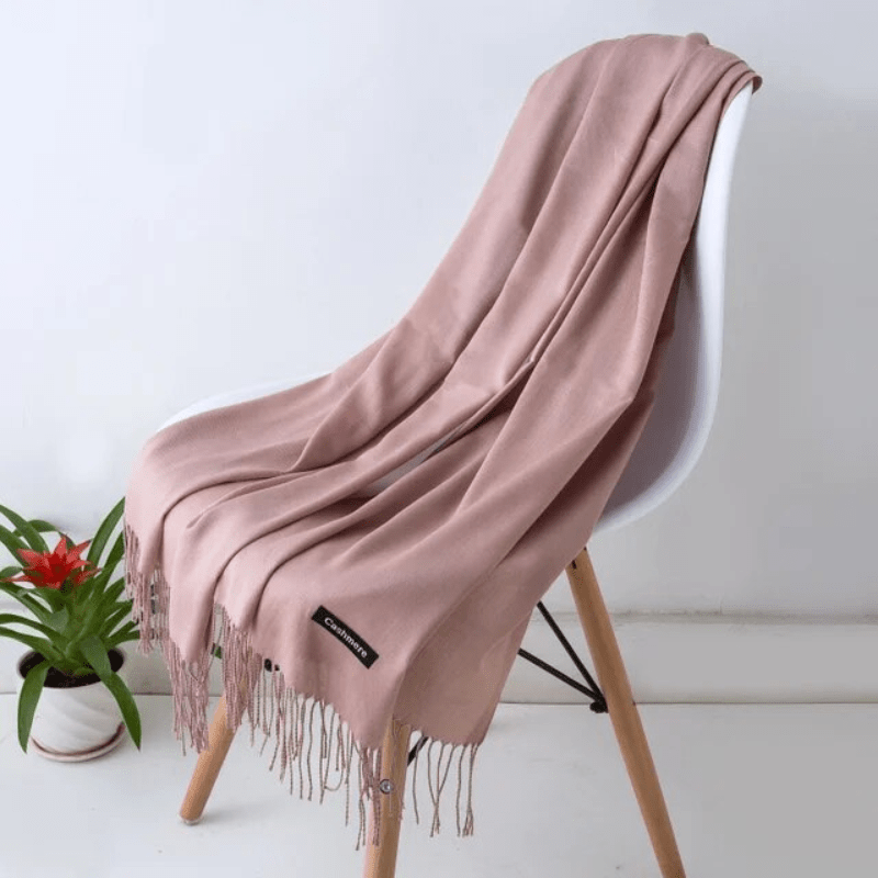 Unisex filt-scarf med fransar, enfärgad och mjuk
