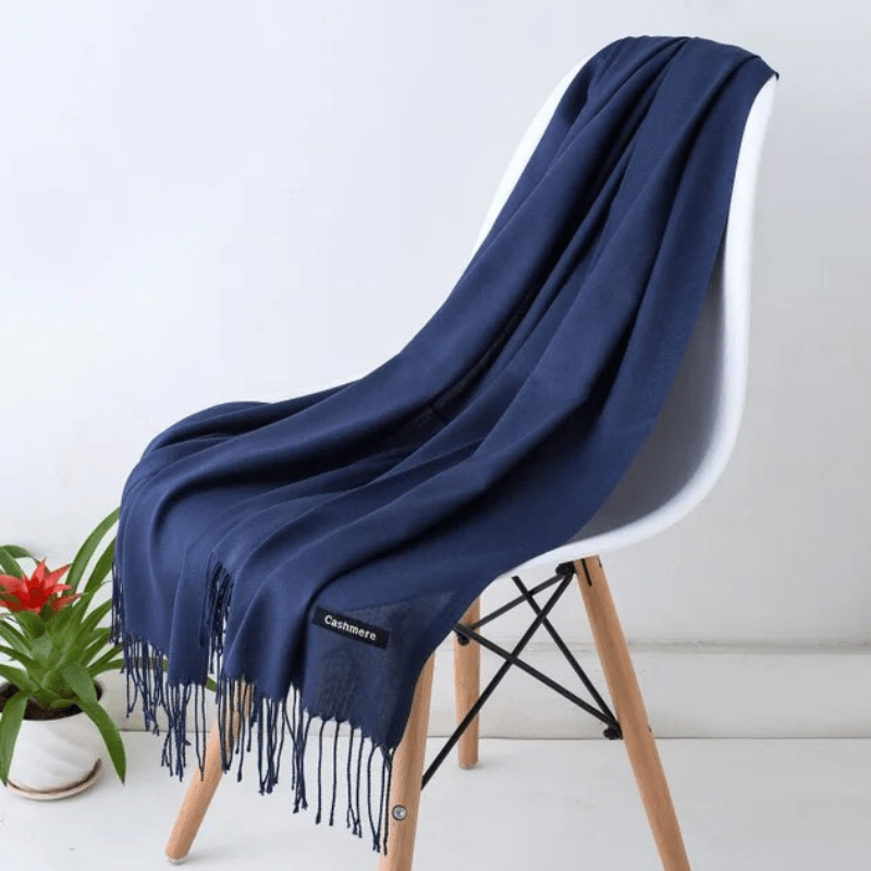 Unisex filt-scarf med fransar, enfärgad och mjuk