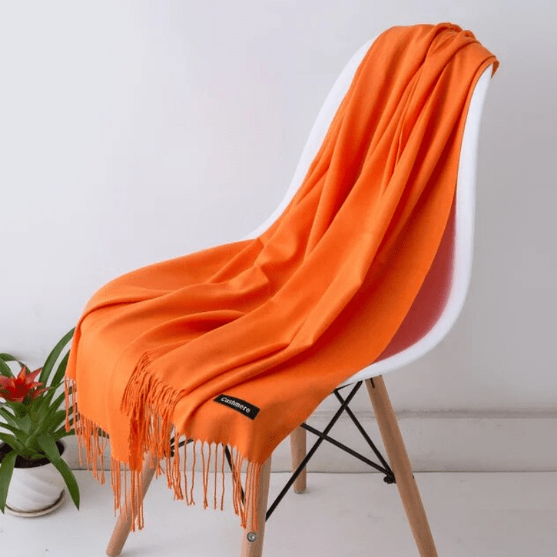 Unisex filt-scarf med fransar, enfärgad och mjuk