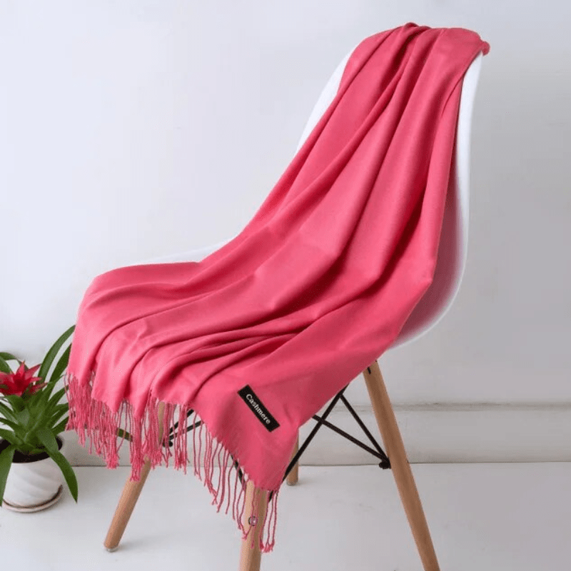 Unisex filt-scarf med fransar, enfärgad och mjuk