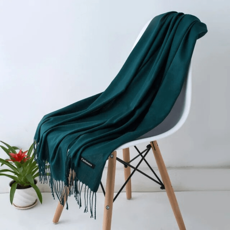 Unisex filt-scarf med fransar, enfärgad och mjuk