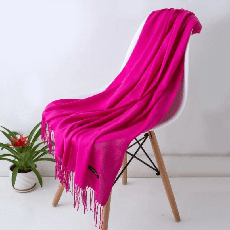 Unisex filt-scarf med fransar, enfärgad och mjuk