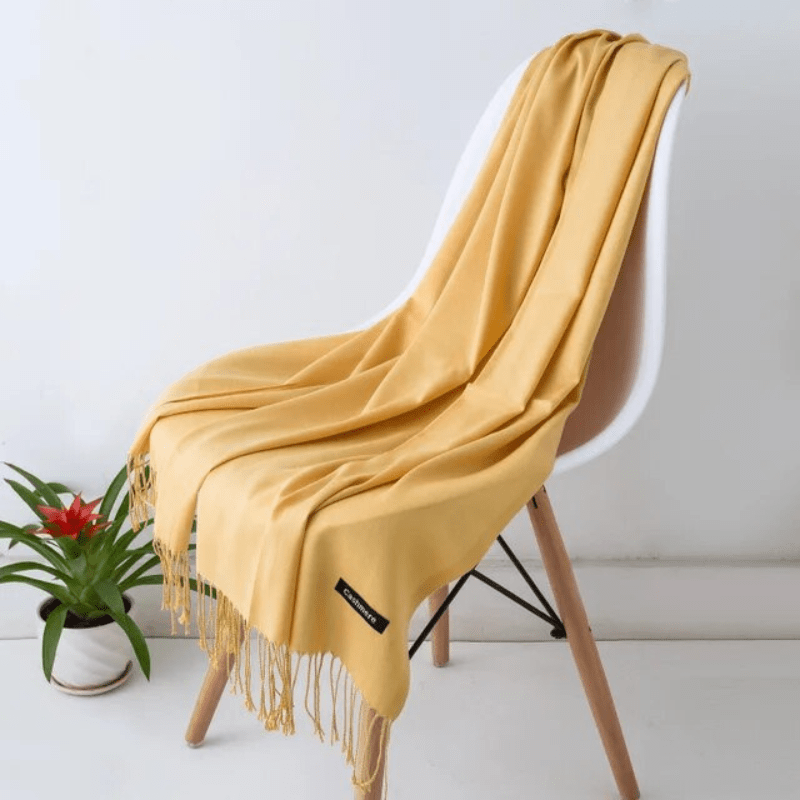 Unisex filt-scarf med fransar, enfärgad och mjuk