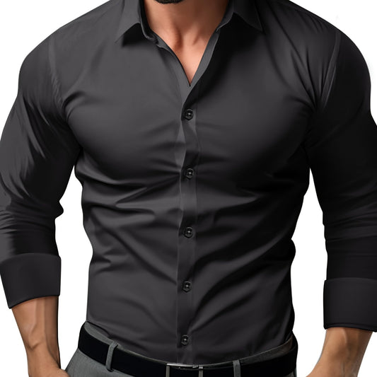 Herrskjorta Slim Fit Affärs- och Festskjorta Modern Stil