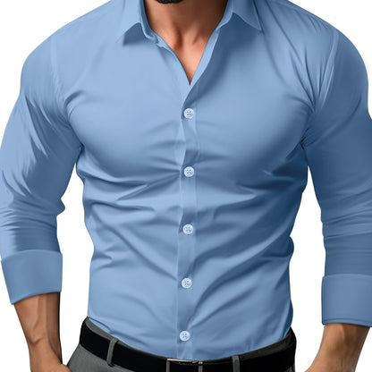 Herrskjorta Slim Fit Affärs- och Festskjorta Modern Stil