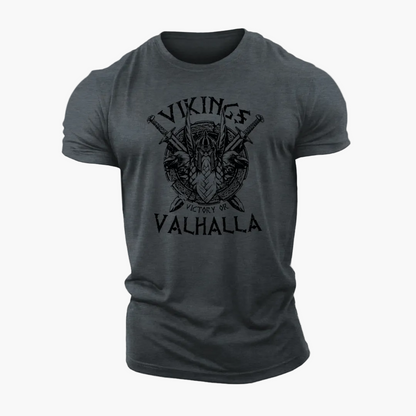 Herr T-shirt Vikingstil – Victory or Valhalla, Skandinavisk Mytologi, Streetwear
