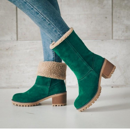Damstövlar med Fårskinnsfoder – Vikbara Varmfodrade Boots för Vinter och Höst
