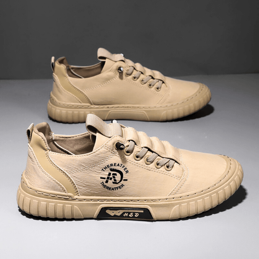 Lågskor för Herr, Fritidsskor med Snörning och Kraftig Sula, Beige