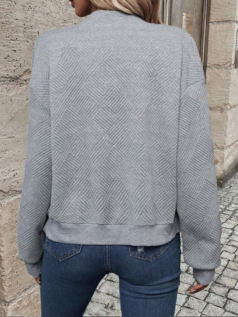 Kort Bomberjacka med Dragkedja Mönstrad Grå