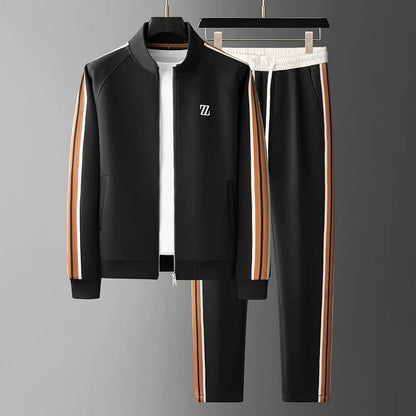 Herr Träningsset – Sportig 2-delad Dress med Jacka och Byxa, Modern Fritidsstil